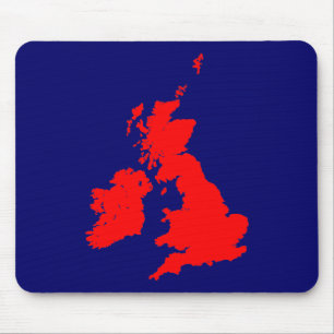 Alfombrilla De Ratón Islas Británicas - Rojo sobre azul oscuro