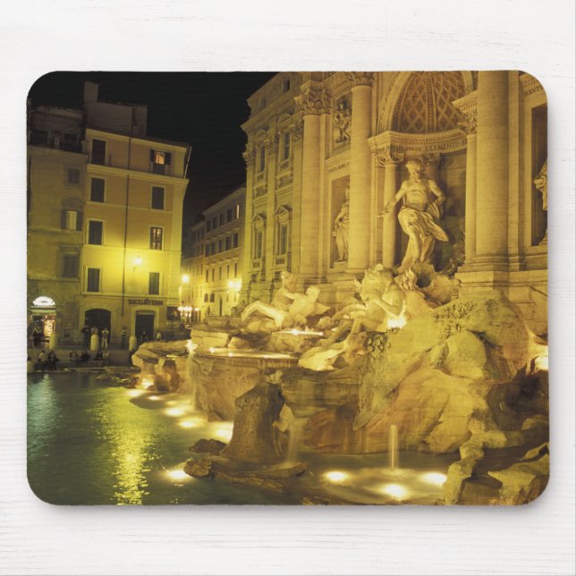 Alfombrilla De Ratón Italia, Roma. Fontana de Trevi de noche. (Frente)