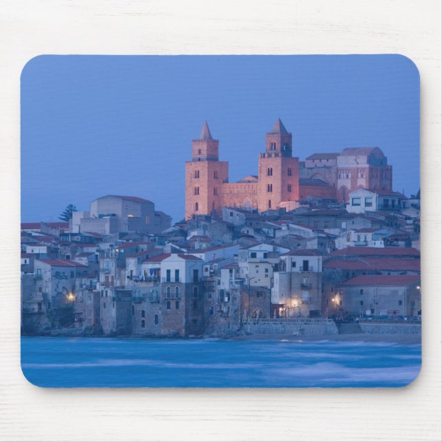 Alfombrilla De Ratón Italia, Sicilia, Cefalu, visión con el Duomo de (Frente)