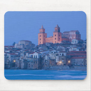 Alfombrilla De Ratón Italia, Sicilia, Cefalú, Vista con Duomo desde