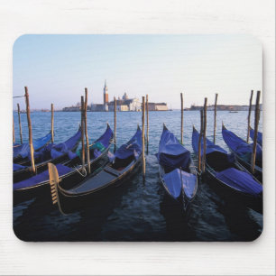 Alfombrilla De Ratón Italia, Veneto, Venecia, Fila de góndolas y San