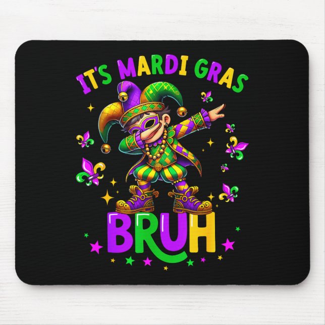 Alfombrilla De Ratón It's Mardi Gras Bruh Dabbing Leprechaun Jester New (Frente)