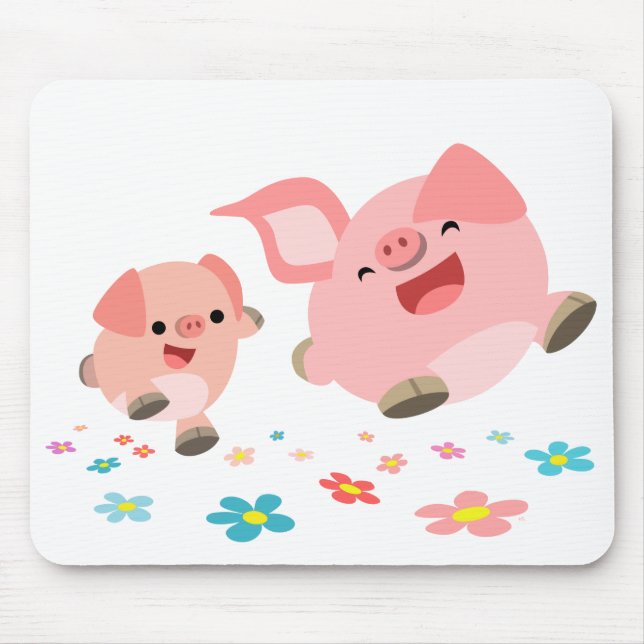 Alfombrilla De Ratón It's Spring!!-Two Cute Cartoon Pigs Mousepad (Frente)