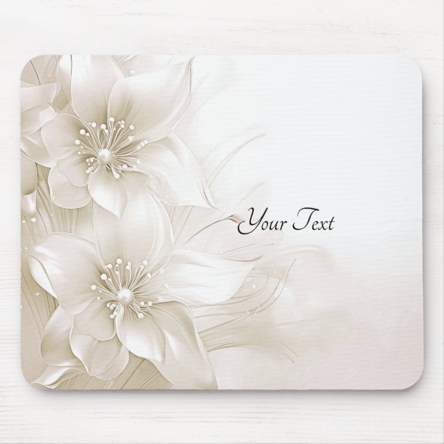 Alfombrilla De Ratón Ivory White Flowers Mousepad (Frente)