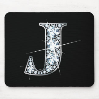 Alfombrilla De Ratón "J" Faux-Diamond Bling