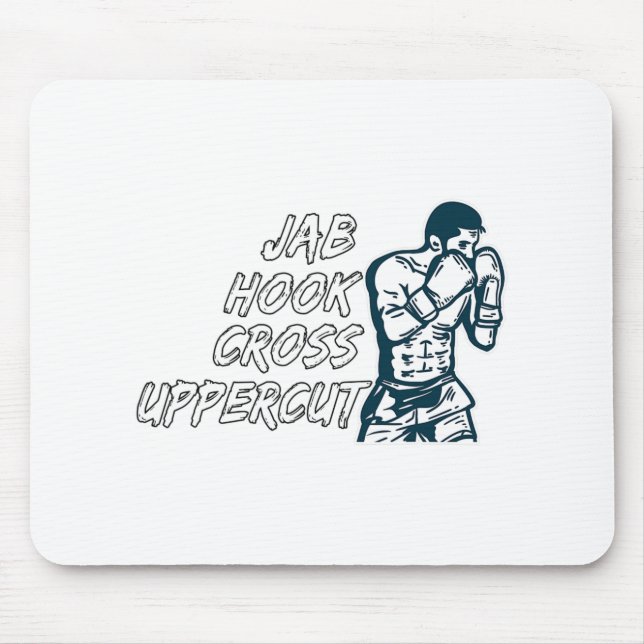 Alfombrilla De Ratón Jab Hook Cross Uppercut Boxeo Para Boxeadores Homb (Frente)