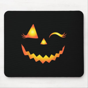 Alfombrilla De Ratón Jack O Lantern Face Pumpkin Eyelashes Halloween Co