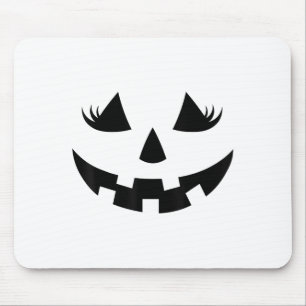 Alfombrilla De Ratón Jack O Lantern Face Pumpkin Eyelashes Halloween Wo