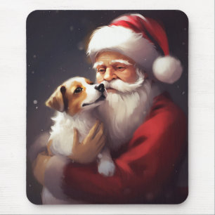 Alfombrilla De Ratón Jack Russell Con Navidades festivos de Santa Claus