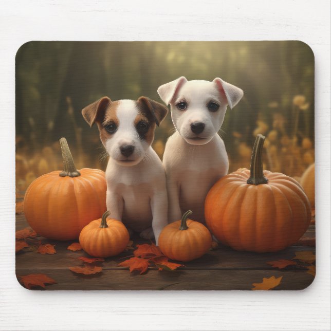 Alfombrilla De Ratón Jack Russell Puppy Autumn Delight Pumpkin (Frente)