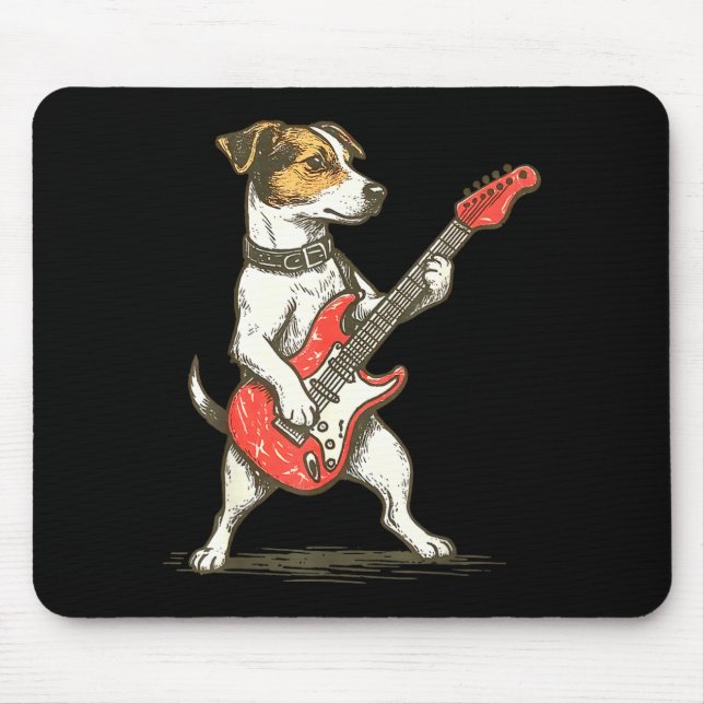 Alfombrilla De Ratón Jack Russell Terrier Dog Playing Guitar Rocker Gui (Frente)