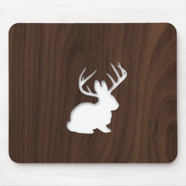 Alfombrilla De Ratón Jackalope en la madera de Brown oscuro (Frente)