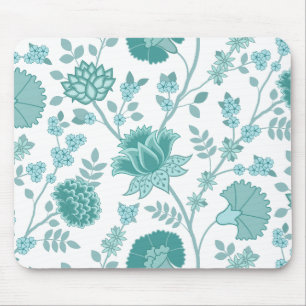 Alfombrilla De Ratón Jacobean Floral Big Pattern en blanco