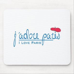 Alfombrilla De Ratón j'adore Paris (Amo París) con boina roja
