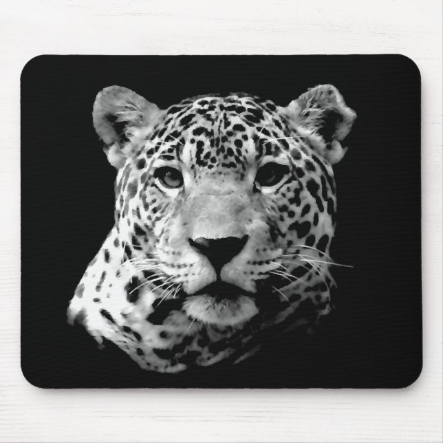 Alfombrilla De Ratón Jaguar blanco y negro (Frente)