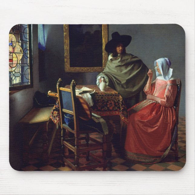 Alfombrilla De Ratón Jan Vermeer - El vaso del vino (Frente)