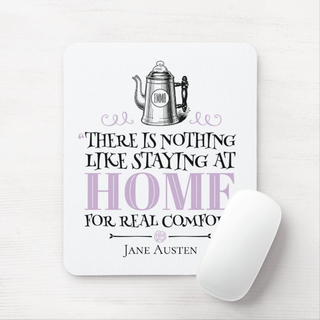 Alfombrilla De Ratón Jane Austen - Alojándose en casa - Café (Con ratón)