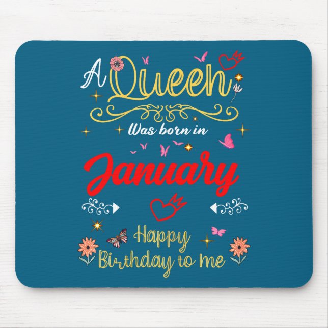 Alfombrilla De Ratón January Birthday A Queen Was Born In January Girl  (Frente)