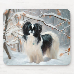 Alfombrilla De Ratón Japanese Chin Deja que nieve Navidad