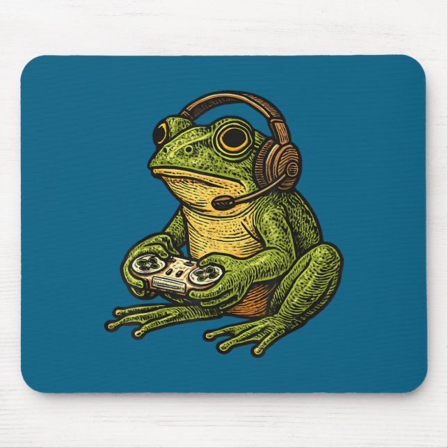 Alfombrilla De Ratón Japanese Gamer Frog Art Men Women Boys Funny Vinta (Frente)
