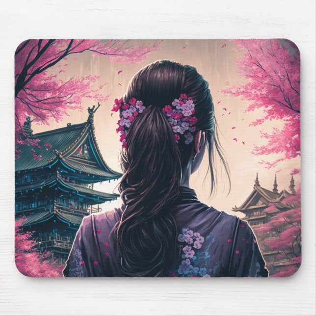 Alfombrilla De Ratón Japanische Blütenpracht - Mädchen - Mousepad (Frente)