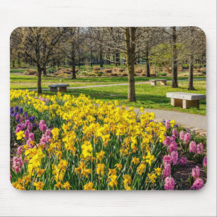 Alfombrilla De Ratón Jardín de flores de la temporada de primavera