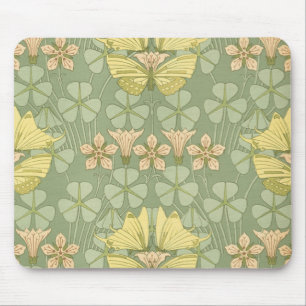 Alfombrilla De Ratón Jardín de mariposas Art Nouveau - Mousepad