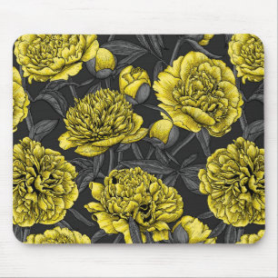 Alfombrilla De Ratón Jardín de peones nocturnos en amarillo y gris
