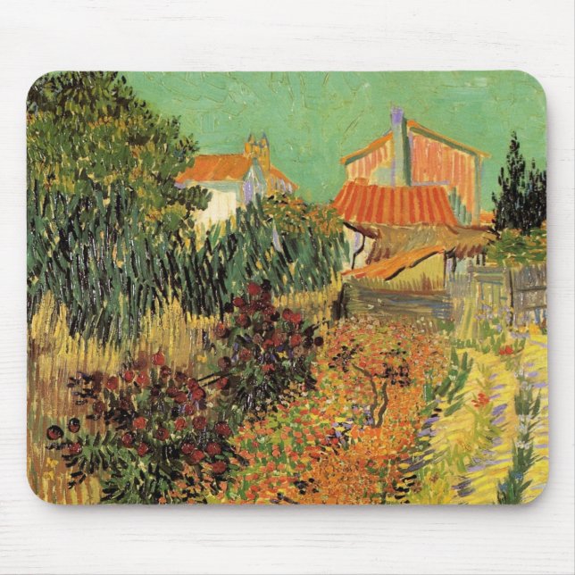 Alfombrilla De Ratón Jardín detrás de una casa de Vincent van Gogh (Frente)