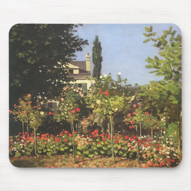 Alfombrilla De Ratón Jardín florido en Sainte Adresse por Claude Monet (Frente)