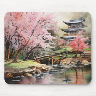 Alfombrilla De Ratón Jardín Japonés de Primavera