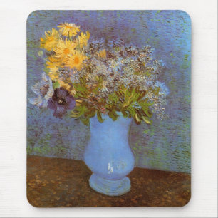 Alfombrilla De Ratón Jarrón con lilas y margaritas por Vincent van Gogh