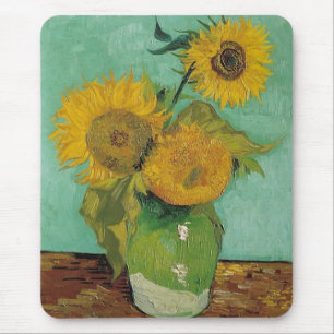 Alfombrilla De Ratón Jarrón con tres girasoles, Vincent van Gogh