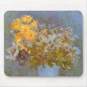 Alfombrilla De Ratón Jarrón de Vincent van Gogh de Lilas, Margaritas, A