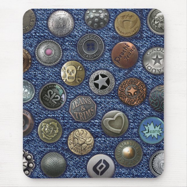 Alfombrilla De Ratón Jeans azules modernos con botones (Frente)