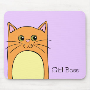 Alfombrilla De Ratón Jefe Chica de gato Naranja