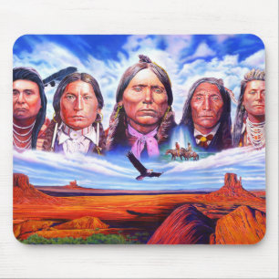 Alfombrilla De Ratón Jefes indios nativos estadounidenses pintan Person
