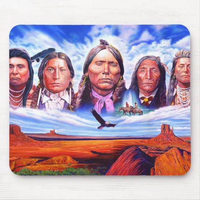 Alfombrilla De Ratón Jefes indios nativos estadounidenses pintan Person (Frente)