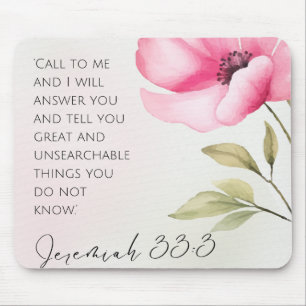 Alfombrilla De Ratón Jeremiah 33:3 Almohadilla de ratón rosa para el co