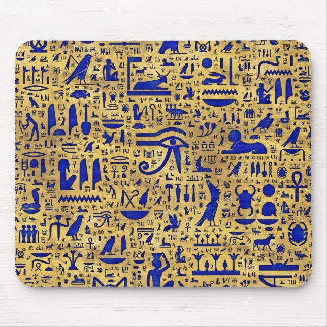 Alfombrilla De Ratón Jeroglífico egipcio Lapis Lazuli y Gold (Frente)