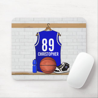 Alfombrilla De Ratón Jersey de baloncesto blanco y azul personalizado