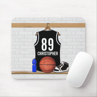 Alfombrilla De Ratón Jersey de baloncesto blanco y negro personalizado