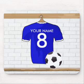 Alfombrilla De Ratón Jersey de fútbol blanco azul personalizado del
