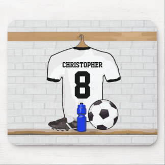 Alfombrilla De Ratón Jersey de fútbol negro blanco personalizado del