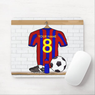 Alfombrilla De Ratón Jersey de fútbol rojo y azul personalizado