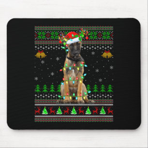 Alfombrilla De Ratón Jersey feo de Navidad para mujer perro Malinois Be