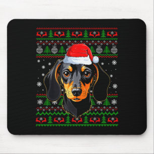 Alfombrilla De Ratón Jersey Feo De Navidad Perro Dachshund Santa Adulto