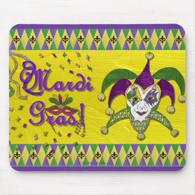 Alfombrilla De Ratón Jester Mask Mardi Gras Harlequin (Frente)