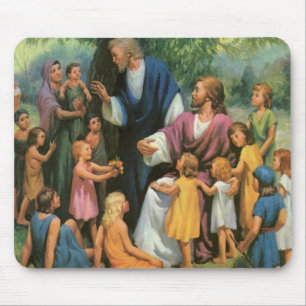 Alfombrilla De Ratón Jesucristo bendiciendo a los niños, religión vinta