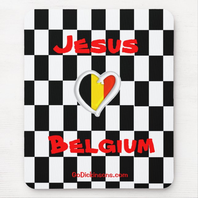 Alfombrilla De Ratón Jesús ama Bélgica Mousepad (Frente)